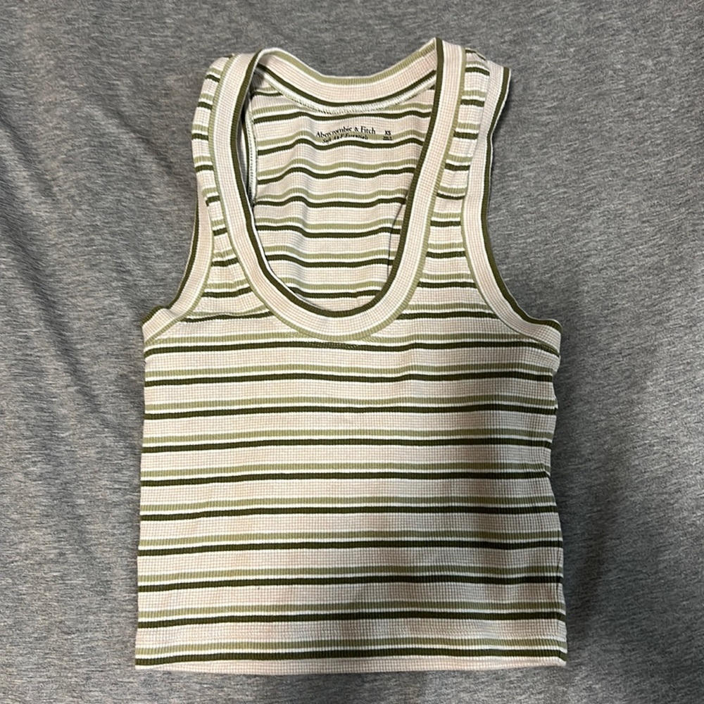 Abercrombie u neck stripes crop tank top
